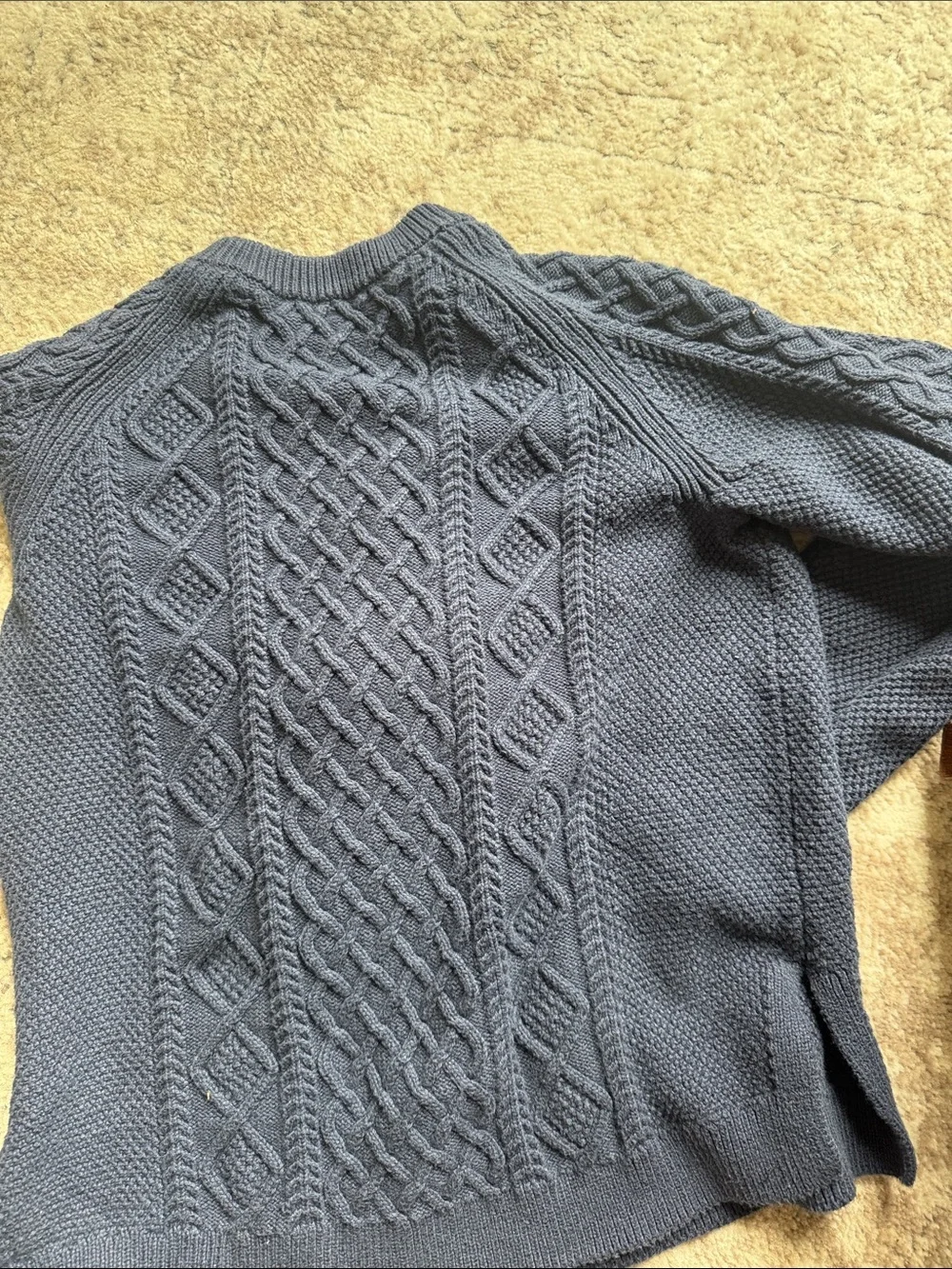J. Crew 100% cotton Cable Knit Crewneck Sweater in Navy, medium